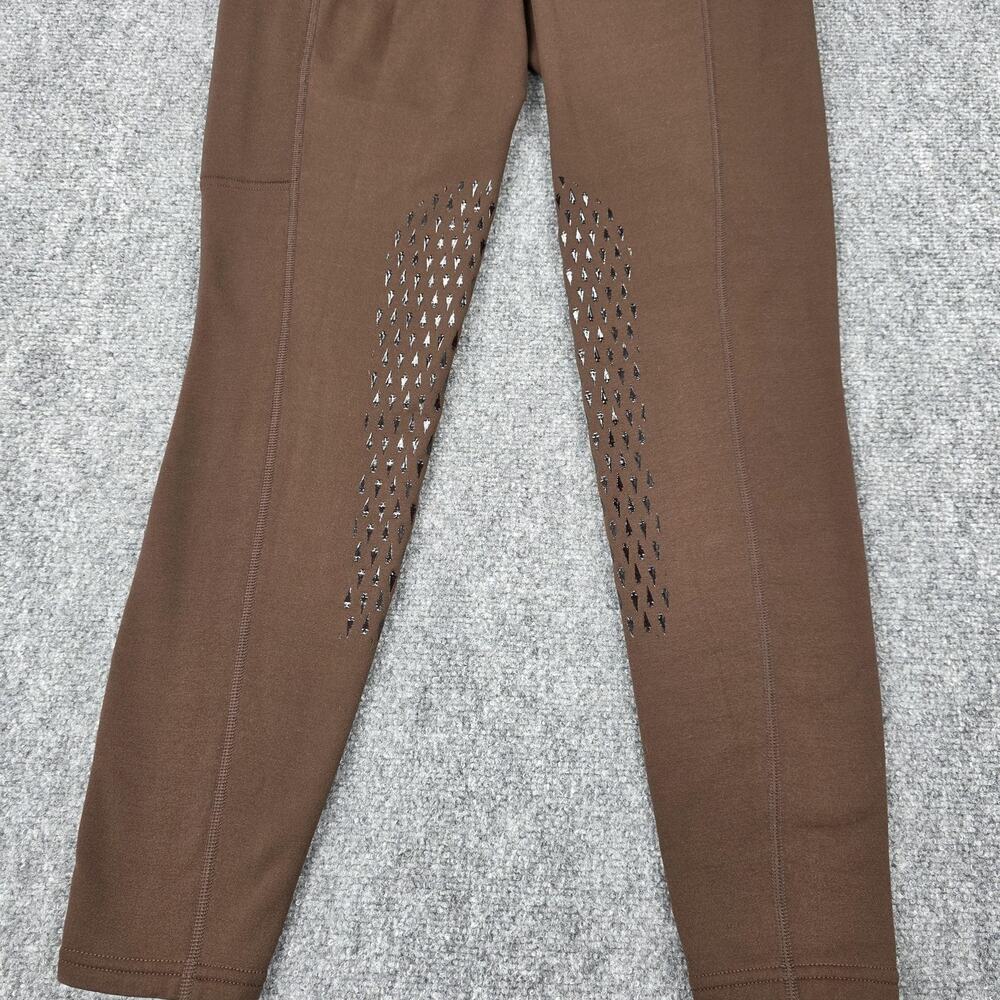 Kerrits Pants Womens Large Brown Fleece Riding Leggings Knee Grip Zip Pocket - Picture 10 of 16
